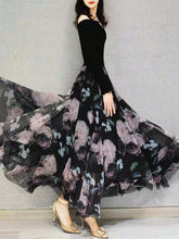 Floral Print Mesh Overlay Skirt